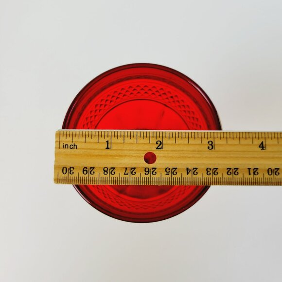 Viking Glass Co. Mt Vernon Red Glass Goblets (2), Panel & Cross Hatch, Retro USA - Picture 9 of 9